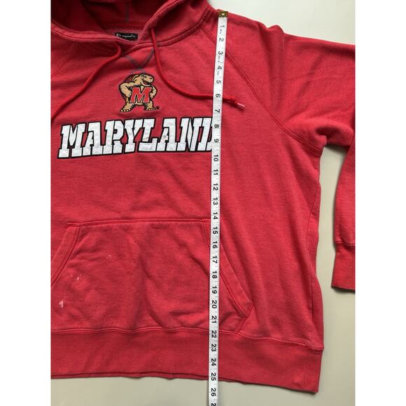 Champion Mens University Of Maryland Terps XL Red Embroidered Logo Hoodie - Picture 13 of 13